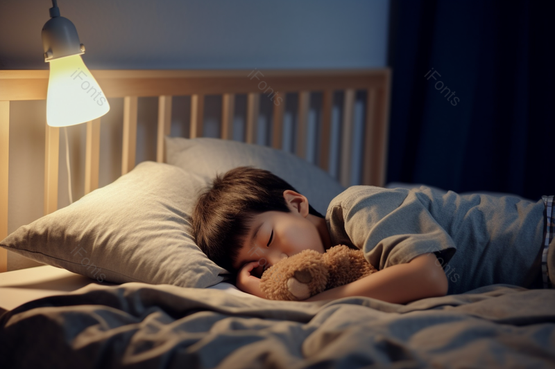 夜晚居家儿童床上睡觉拍摄,高清,摄影图,摄影图片,图片大全,摄影图免费下载